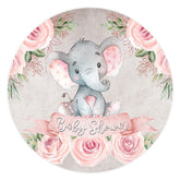 Rosa Blumen Wenig Elefant Runden Baby Dusche Hintergrund